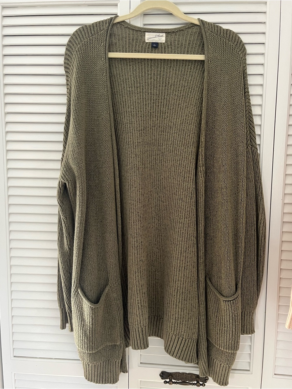 Universal Thread Olive Open-Front Knit Cardigan with Pockets